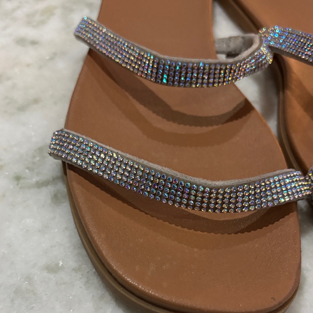 BP Rhinestone Embellished Tan Sandals - Picture 2 of 4